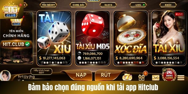 Đảm bảo chọn đúng nguồn khi tải app Hitclub 