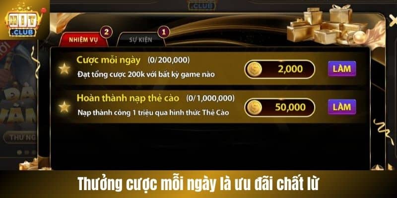 Thưởng cược mỗi ngày là ưu đãi chất lừ