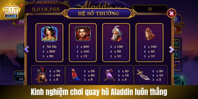 Kinh nghiệm chơi quay hũ Aladdin luôn thắng