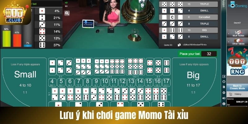 Lưu ý khi chơi game Momo Tài xỉu