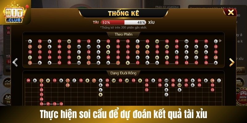 Thực hiện soi cầu để dự đoán kết quả tài xỉu